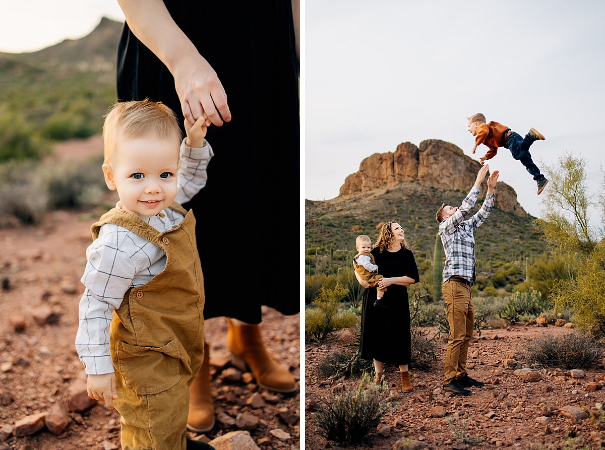 Family at the Superstition Mountains during Queen Creek Fall Family Pictures session