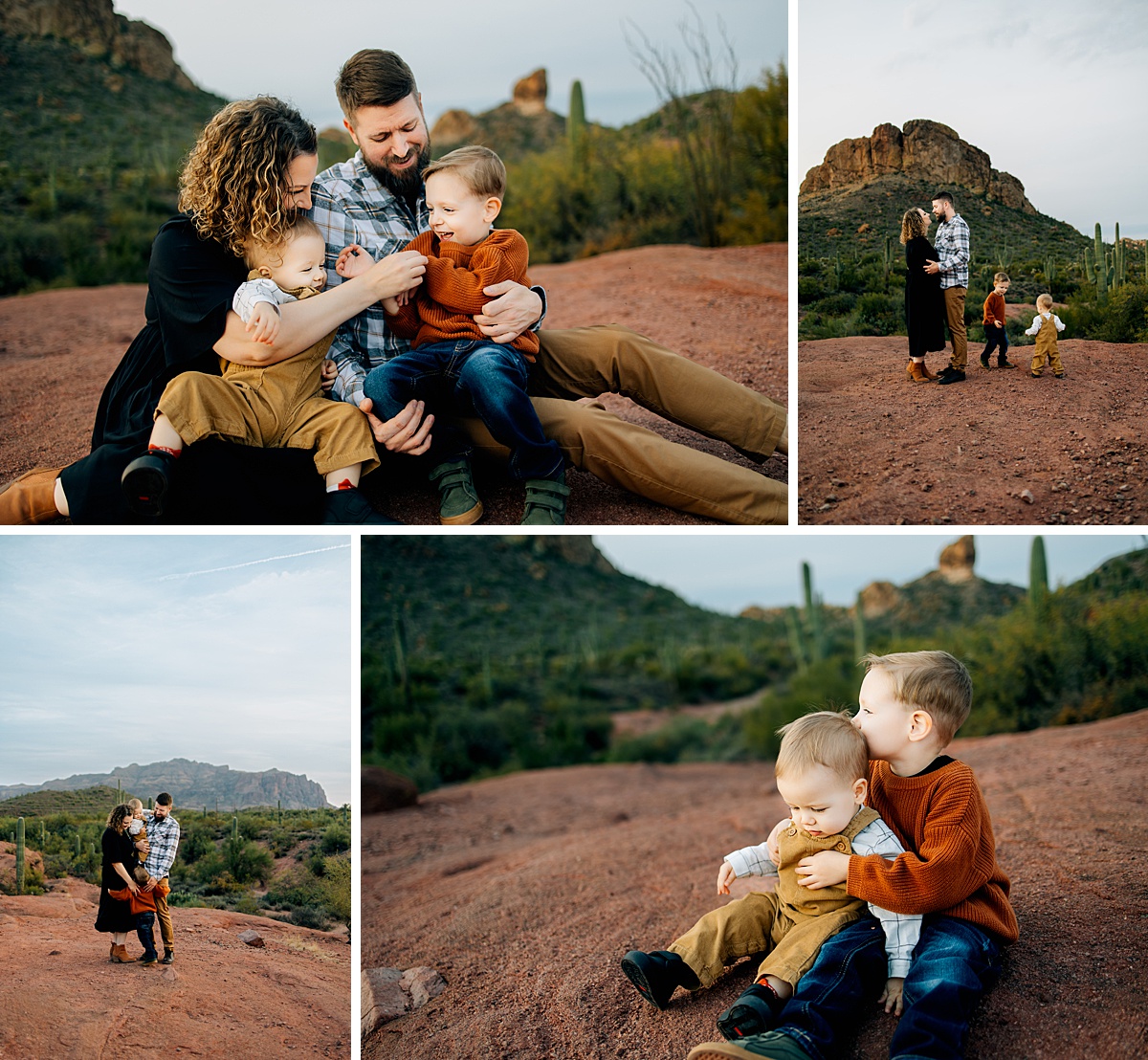 Family at the Superstition Mountains during Queen Creek Fall Family Pictures session
