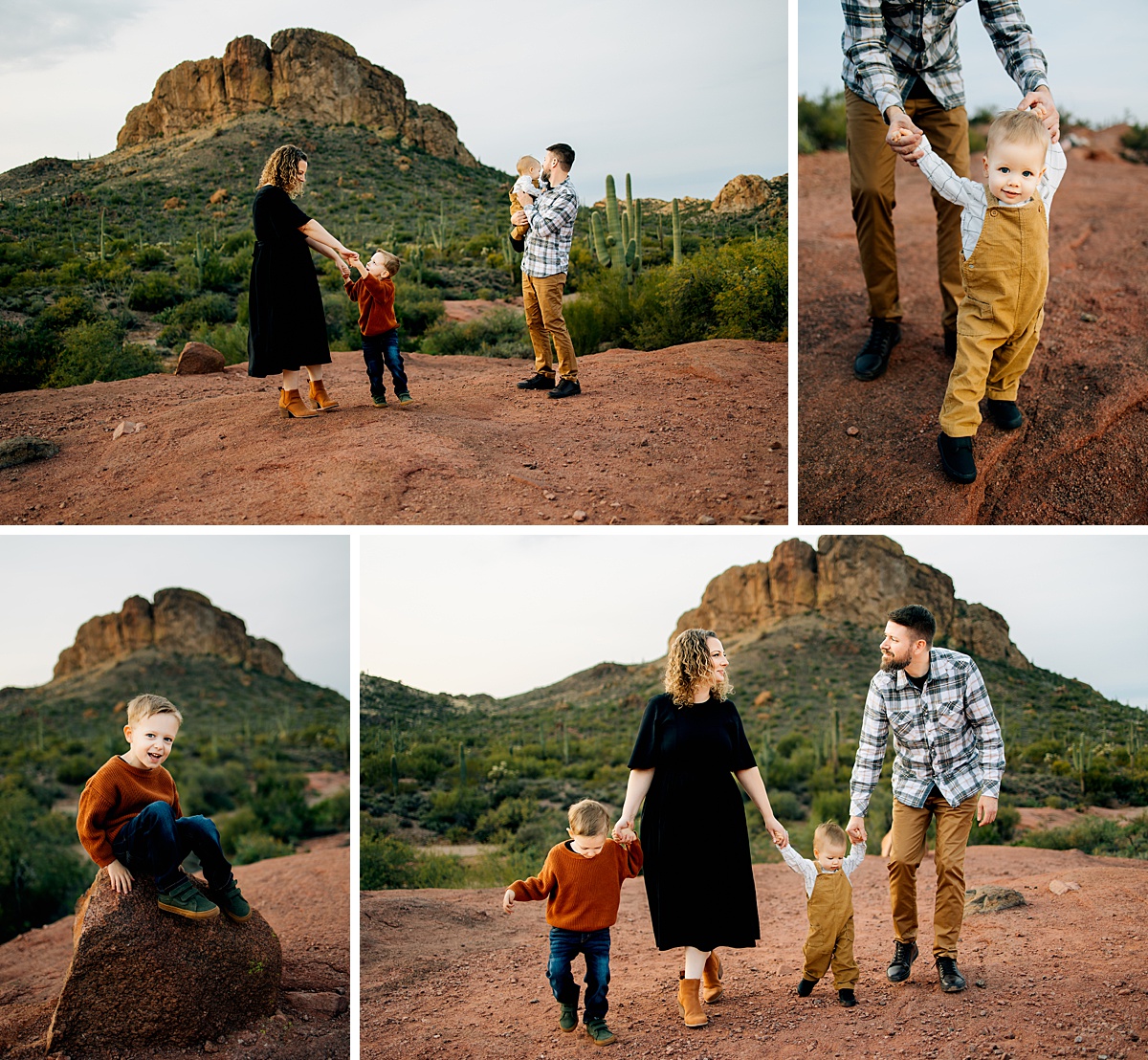 Family at the Superstition Mountains during Queen Creek Fall Family Pictures session