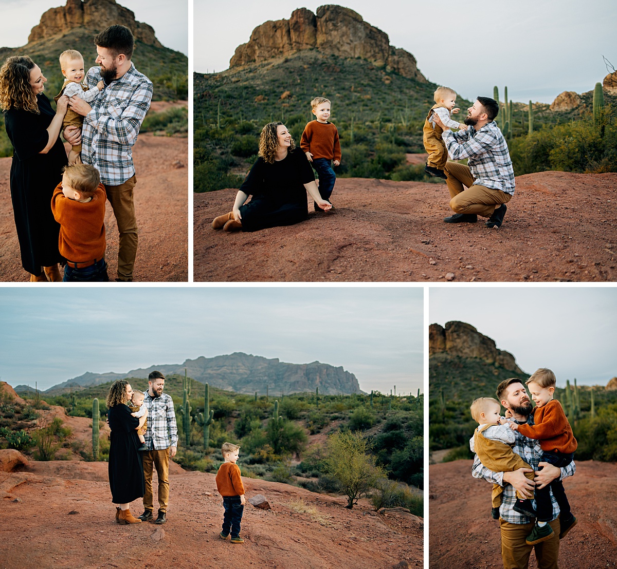 Family at the Superstition Mountains during Queen Creek Fall Family Pictures session