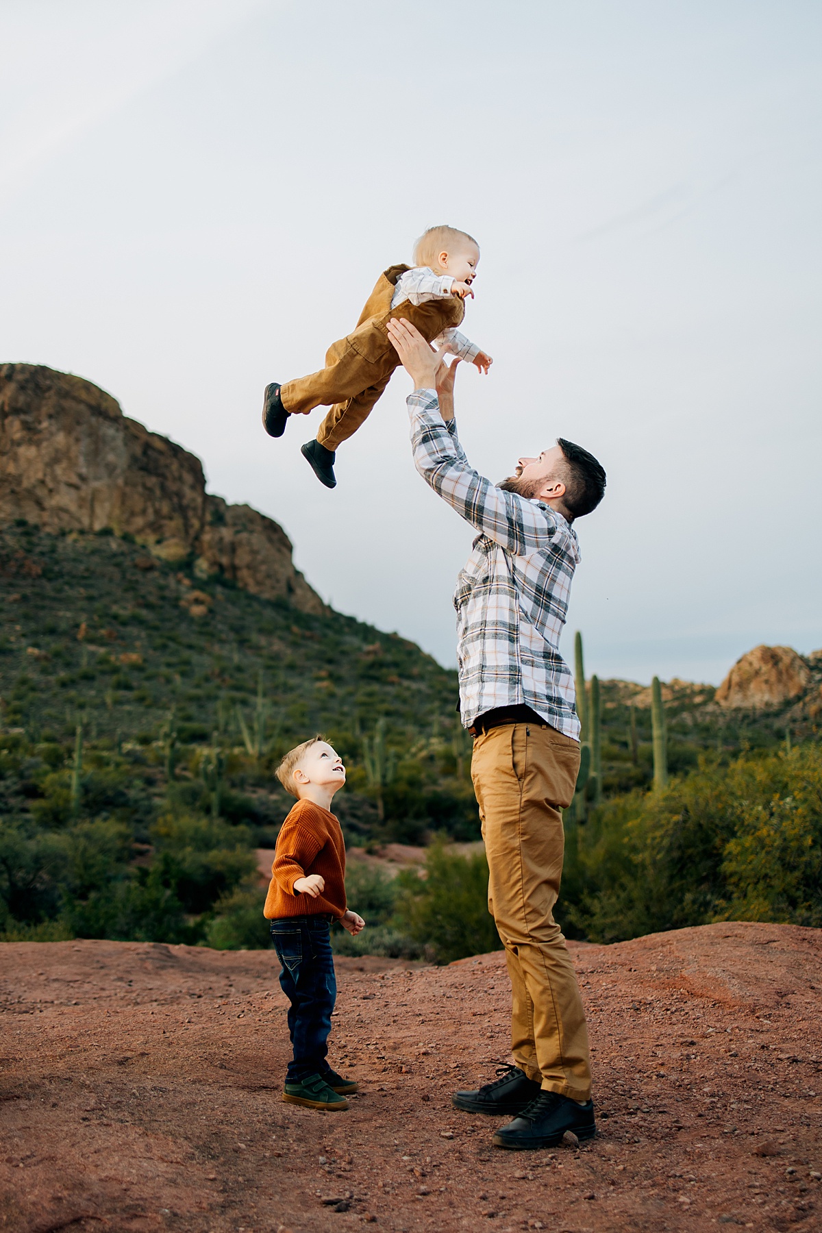Family at the Superstition Mountains during Queen Creek Fall Family Pictures session