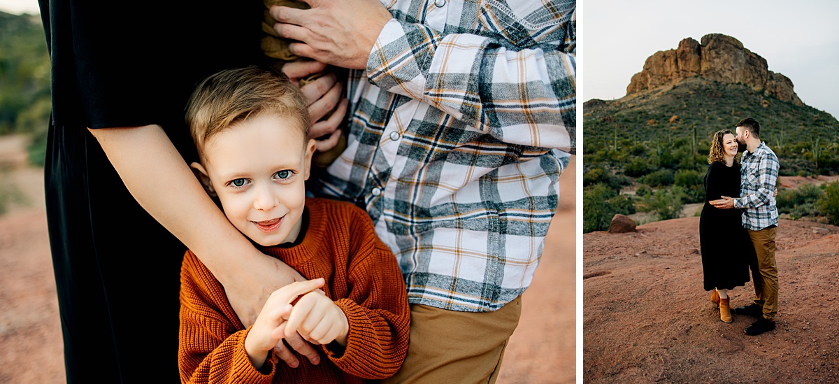 Family at the Superstition Mountains during Queen Creek Fall Family Pictures session