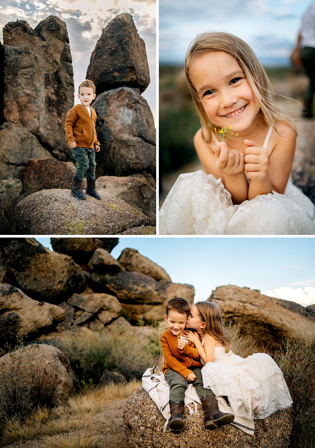 Scottsdale Family Photographer capturing a sunset family session near Tom’s Thumb Trailhead