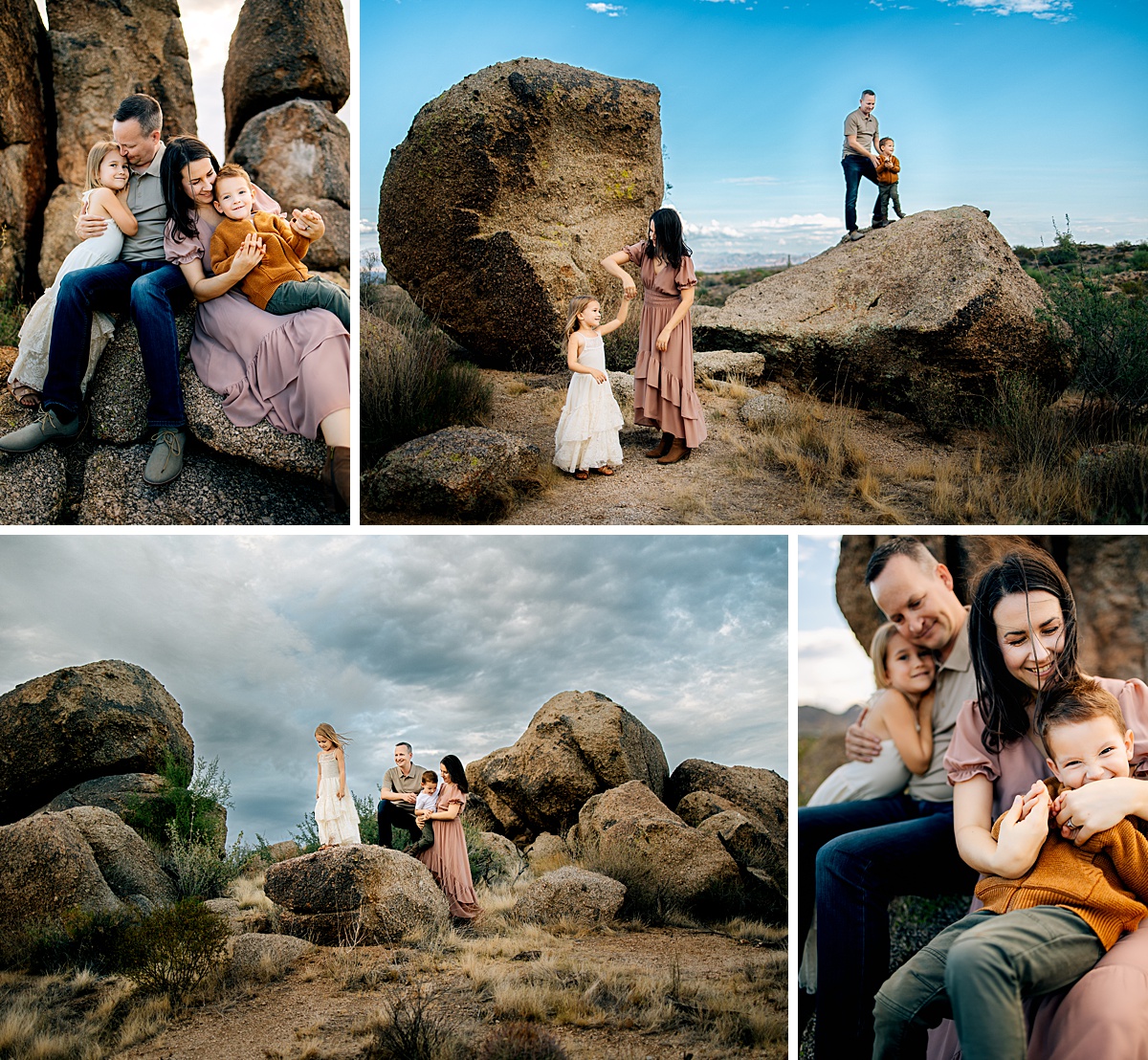 Scottsdale Family Photographer capturing a sunset family session near Tom’s Thumb Trailhead