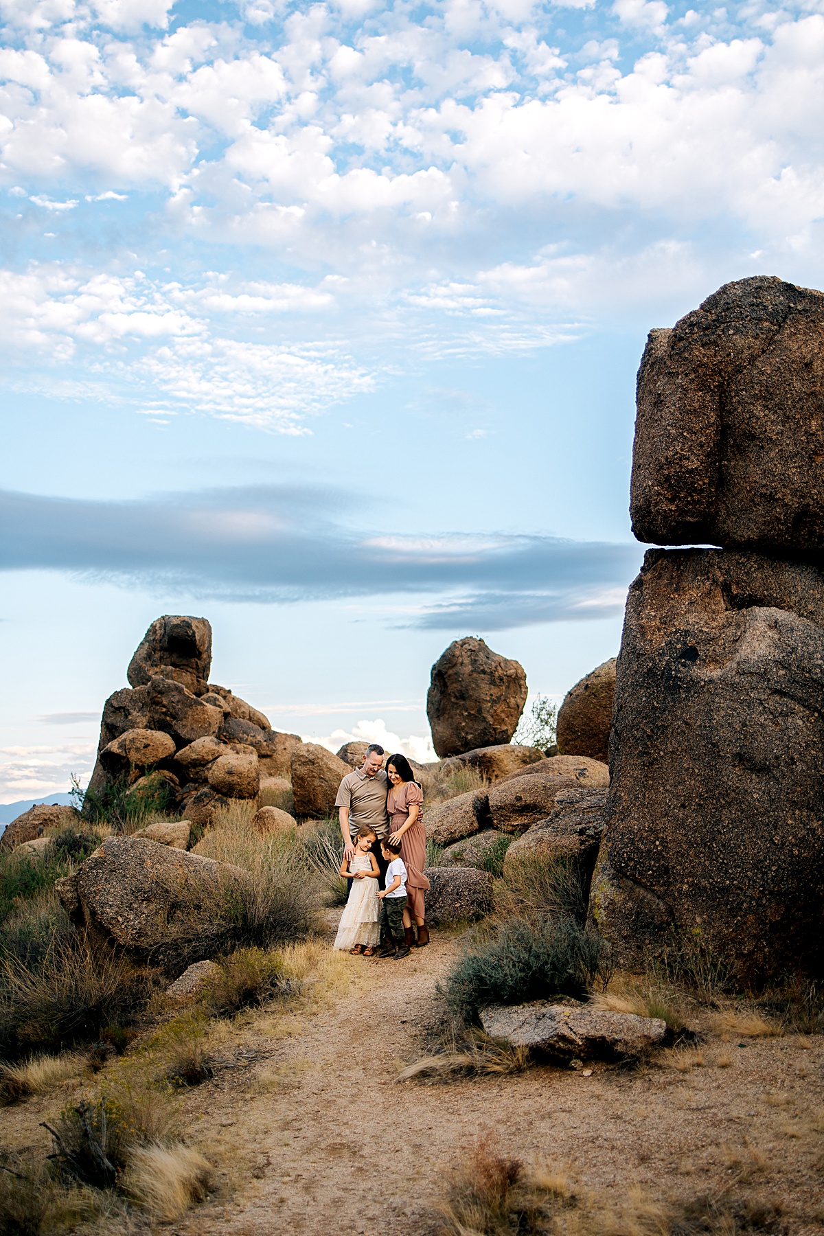 Scottsdale Family Photographer capturing a sunset family session near Tom’s Thumb Trailhead