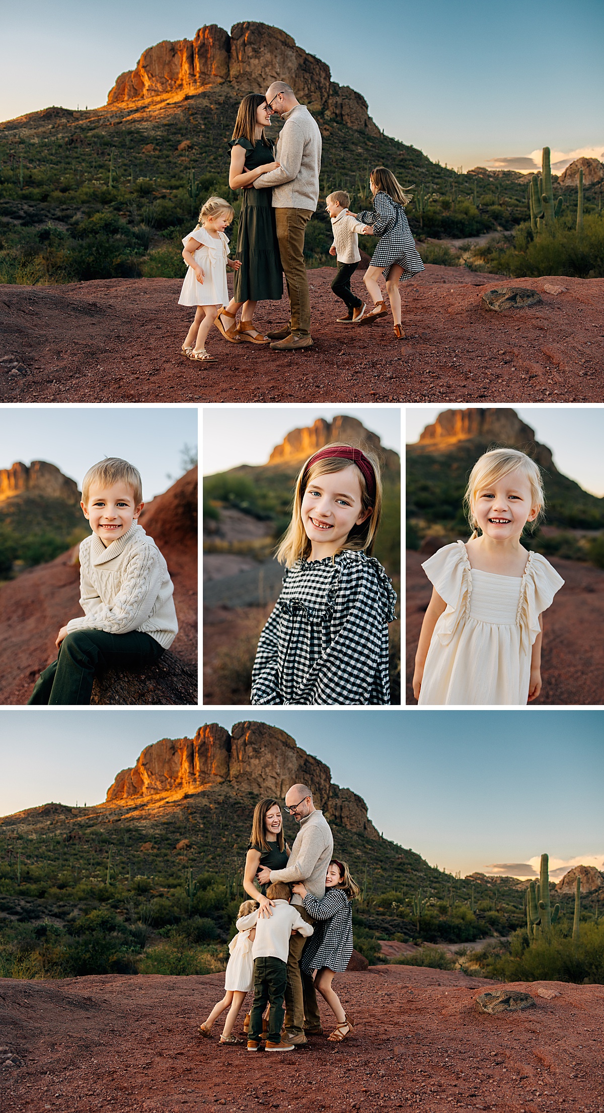Apache Junction Family Photographer | Sunset Session at Weaver's Needle Vista Viewpoint